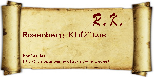 Rosenberg Klétus névjegykártya